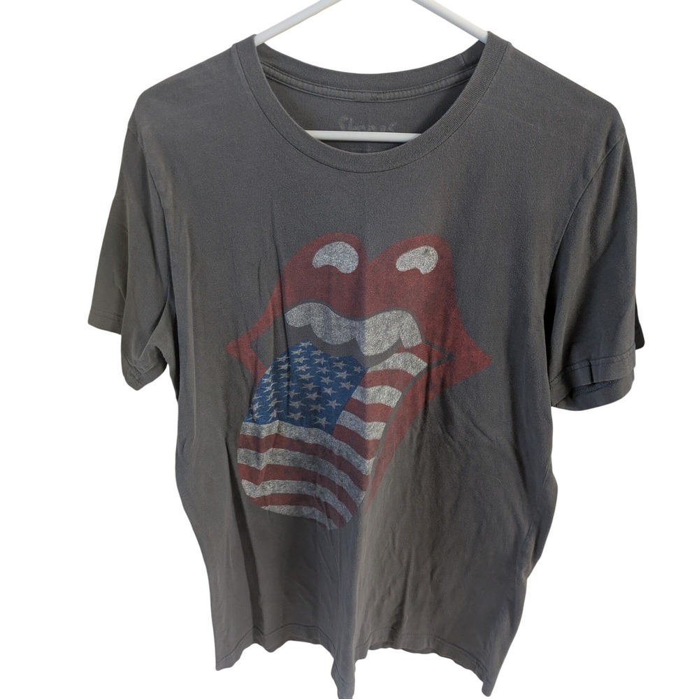The Rolling Stones 2021 No Filter Tour TShirt Charcoal Grey USA Flag Tongue Logo - Picture 2 of 5